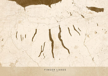 Harta Sepia vintage map of Finger Lakes