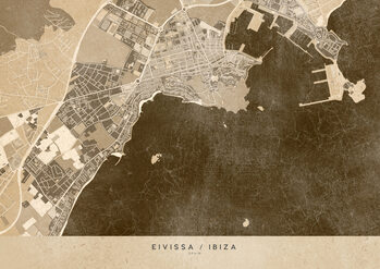 Karta Sepia vintage map of Ibiza