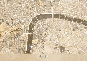 Karta Sepia vintage map of London downtown