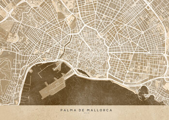 Mapa Sepia vintage map of Palma de Mallorca