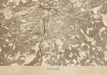Mapa Sepia vintage map of Prague