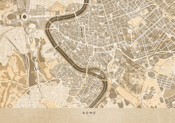 Kaart Sepia vintage map of Rome