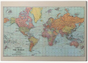 Obraz na plátne Stanfords - Colour General Map of the World