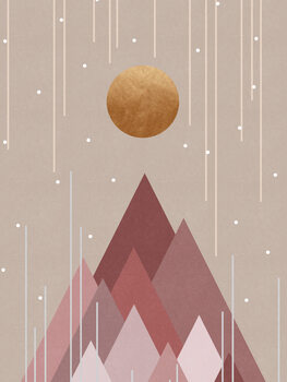 Ilustrace Sun & Mountains Coral Pink