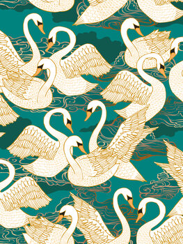 Ilustrare Swans - Turquoise