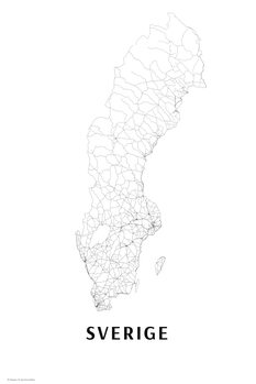 Mapa Sweden black & white