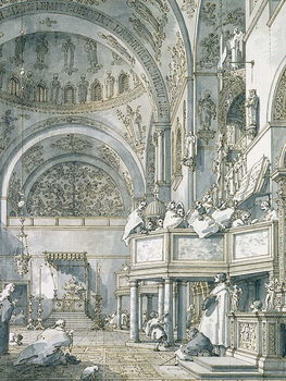 Reproduction de Tableau The Choir Singing in St. Mark's Basilica, Venice