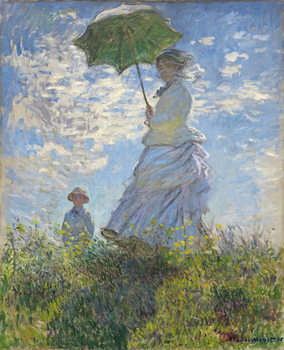 Billede på lærred Woman with a Parasol - Madame Monet and Her Son