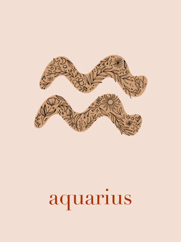 Ilustratie Zodiac - Aquarius - Floral Blush