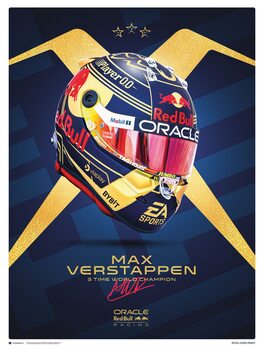 Umělecký tisk Max Verstappen - Helmet World Champion 2023