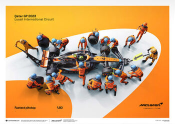 Umělecký tisk Mclaren Formula 1 Team - 1.80 - World Record Fastest Pit Stop - 2023