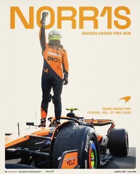Umělecký tisk McLaren Formula 1 Team – Lando Norris - Maiden Grand Prix Win - Miami – 2024 -