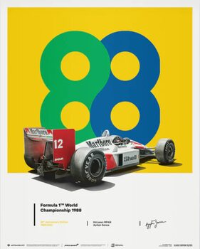 Εκτύπωση έργου τέχνης McLaren MP4/4 - Ayrton Senna - 88 - San Marino GP - 35th Anniversary - 1988