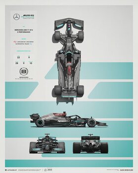 Umělecký tisk Mercedes-AMG Petronas F1 Team - W12 - Blueprint - 2021