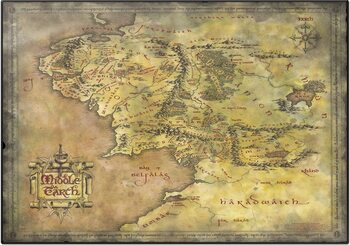 Skrivebordunderlag Ringdrotten Kart over Middle-Earth