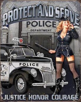 Mетална табела POLICE DEPT - protect & serve