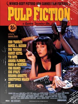 Mетална табела Pulp Fiction - Uma on Bed