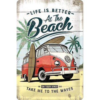 Metal sign Volkswagen VW - T1 - At the Beach