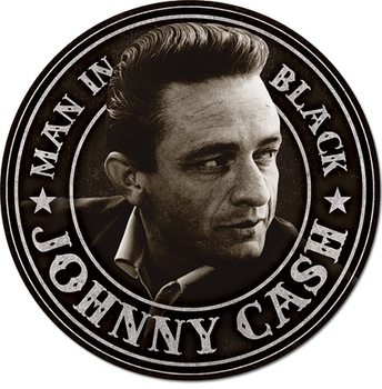 Plåtskylt Johnny Cash - Man in Black Round