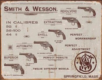 Plåtskylt S&W - revolvers