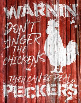 Metallskilt Chicken Warnin