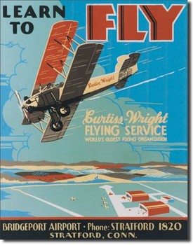 LEARN TO FLY Metallskilt