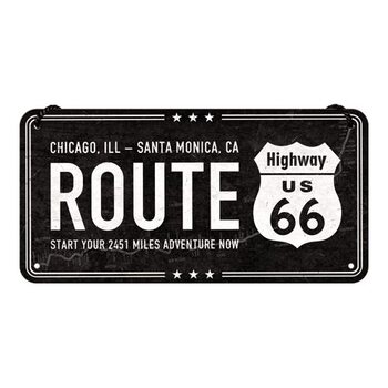 Metallskilt Route 66 - Chicago - Santa Monica