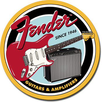Metalowa tabliczka FENDER - Round G&A