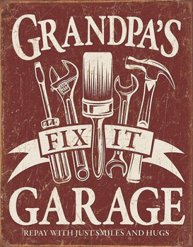 Metalowa tabliczka Grandpa's Garage