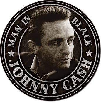 Metalskilt Johnny Cash - Man in Black Round