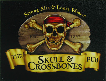 Metalskilt SKULL and CROSSBONES