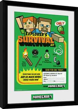 Rámovaný plakát Minecraft - Survival Kit