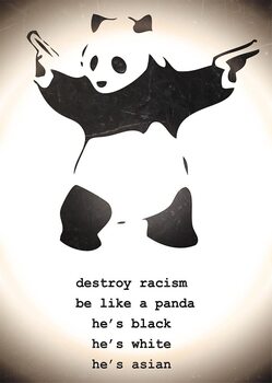 Banksy - Panda Destroy Racism Mini plakat