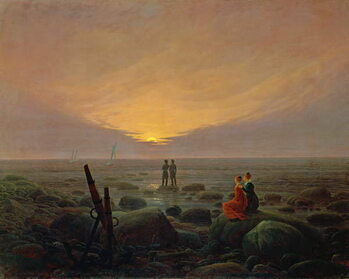 Quadro su tela Moon Rising Over the Sea, 1821