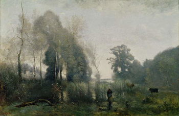 Obraz na plátně Morning at Ville-d'Avray or, The Cowherd, 1868