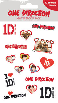 Naklejka ONE DIRECTION - hearts with glitter