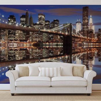 Ταπετσαρία τοιχογραφία  New York Brooklyn Bridge Night