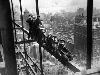 New York - Construction Workers on scaffholding Festmény reprodukció