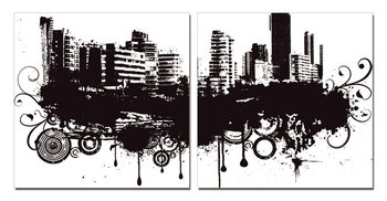 Modern Design - City in Clouds Obraz