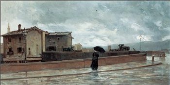 Ponte alle Grazie - Woman Crossing the Bridge, 1881, Obrazová reprodukcia
