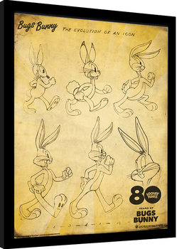 Zarámovaný plagát Looney Tunes - Bugs Bunny The Evolution Of An Icon
