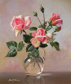 Obraz na plátně AB69 Pink Roses in a Glass Jug