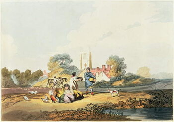 Obraz na plátně Autumn, sowing grain, 1818