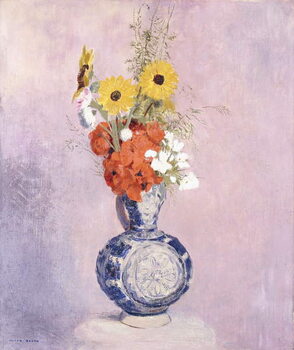 Obraz na plátně Bouquet of Flowers in a Blue Vase
