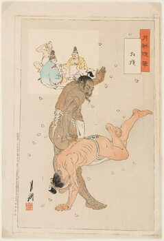 Obraz na plátně Combat de lutteurs de sumo. Estampe de Ogata Gekko
