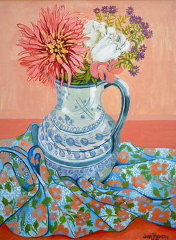 Obraz na plátně Dahlias, Roses and Michaelmas Daisies,2000,