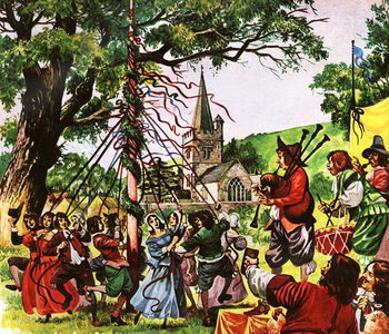 Obraz na plátně England becomes merry again after the Restoration