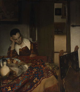 Obraz na plátně Girl asleep at a table, 1656-57