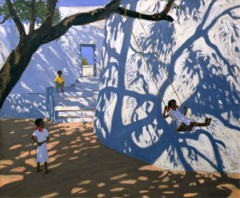 Obraz na plátně Girl on a Swing, India, 2000