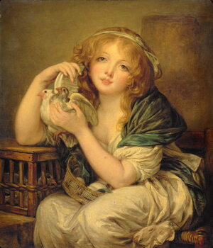 Obraz na plátně Girl with the Doves (after Greuze)